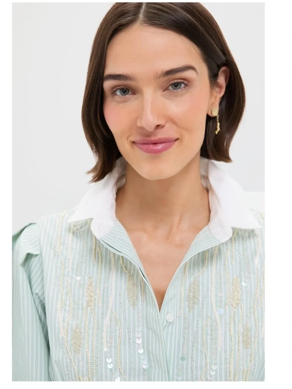 New with Tags Tuckernuck Green and White Striped Embellished Corinne Dress Sz S - Picture 5 of 15